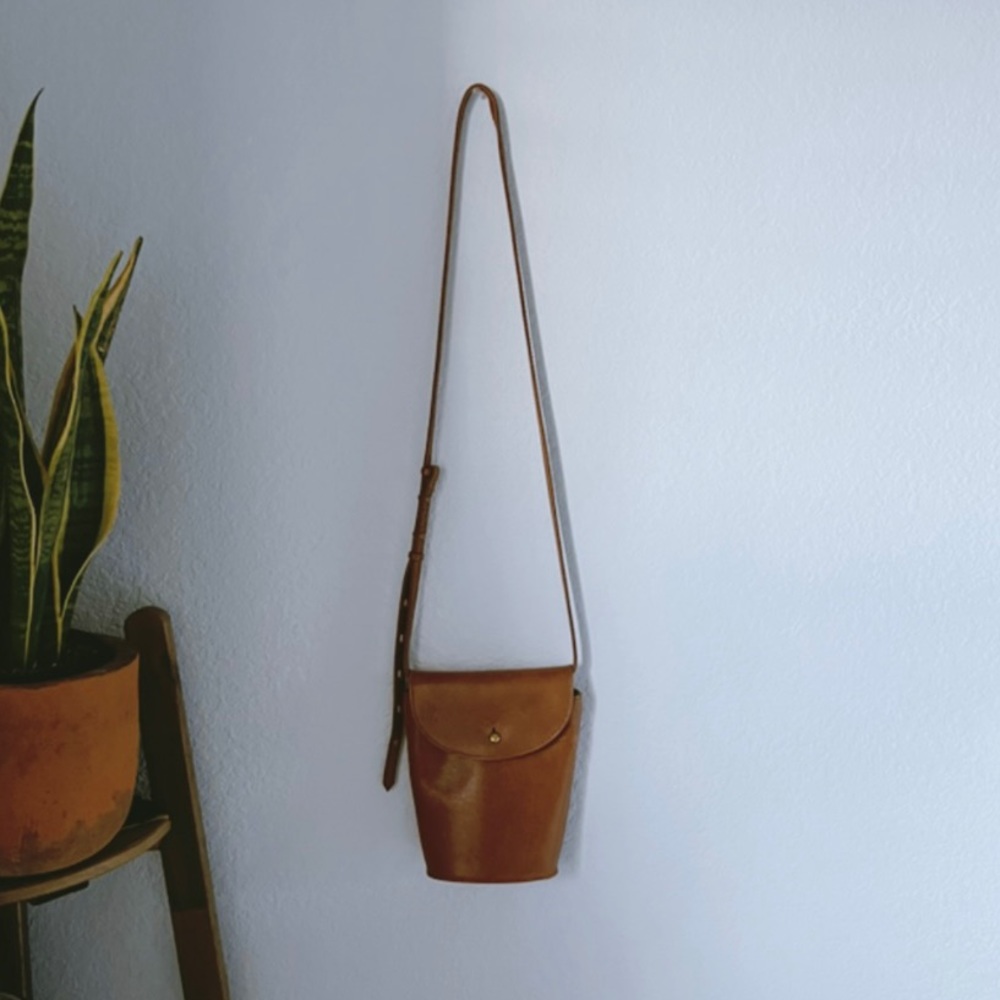 Madewell minimalist small bucket leather bag